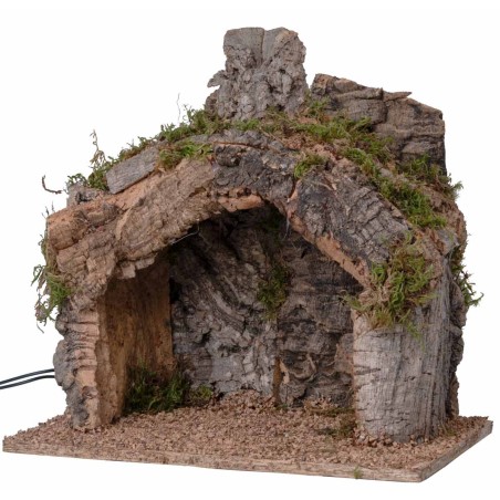 Round illuminated hut 30x20x30h cm for nativity scene Mondo Presepi