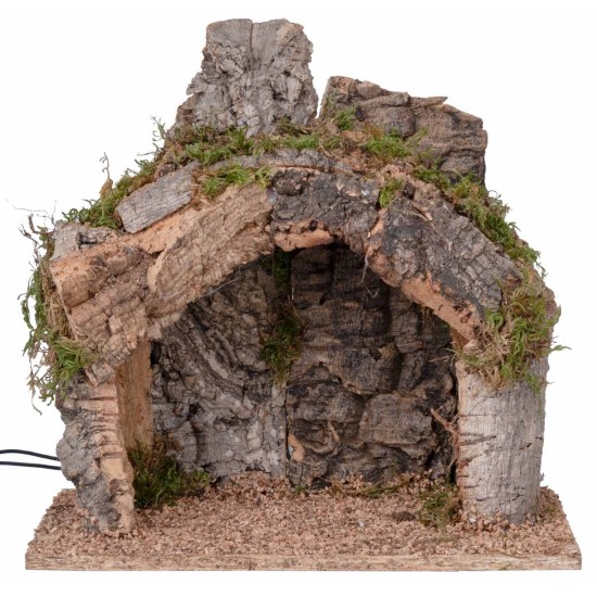 Cabaña iluminada redonda de 30x20x30 cm para pesebre Mondo Presepi.