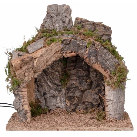 Cabaña iluminada redonda de 30x20x30 cm para pesebre Mondo Presepi.