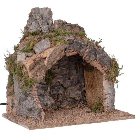 Cabaña iluminada redonda de 30x20x30 cm para pesebre Mondo Presepi.