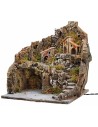 Illuminated nativity scene on multiple levels 31x30x33h