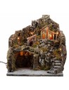 Illuminated nativity scene on multiple levels 31x30x33h