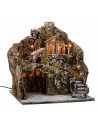Illuminated nativity scene on multiple levels 31x30x33h