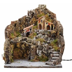 Illuminated nativity scene on three levels 31x30x33h for Mondo nativity scene.