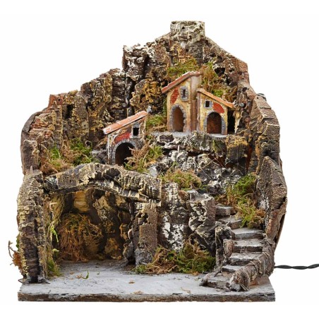 Illuminated nativity scene on three levels 31x30x33h for Mondo nativity scene.