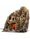 Pesebre iluminado con arroyo y larga escalera 35x30x40h
