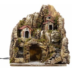 Presepe illuminato con ruscello e lunga scalinata 35x30x40h