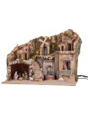 Nacimiento iluminado con molino y fuente funcionando con corriente