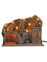 Presepe illuminato con mulino e fontana funzionanti a corrente