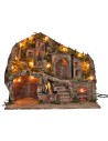 Pesebre iluminado con horno y cascada funcionando a corriente