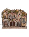 Pesebre iluminado con arcos, horno, molino y balcones 70x48x60h