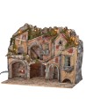 Belén iluminado con arcos, horno, molino y balcones 70x48x60h