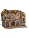 Pesebre iluminado con arcos, horno, molino y balcones 70x48x60h