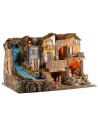 Nativity scene with lights and waterfall 80x50x52h complete with Landi statues