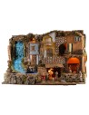 Nativity scene with lights and waterfall 80x50x52h complete with Landi statues