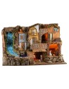 Nativity scene with lights and waterfall 80x50x52h complete with Landi statues