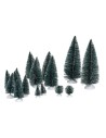 Set of 16 snow-covered pines from 4.5 to 22.5 cm high