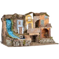 Presepe colorato con luci e cascata 80x50x52h per presepe Mondo 2