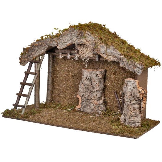 Capanna vuota corteccia e muschio con scala 79x36x50h per