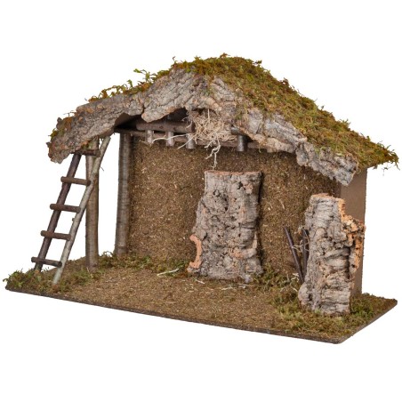 Capanna vuota corteccia e muschio con scala 79x36x50h