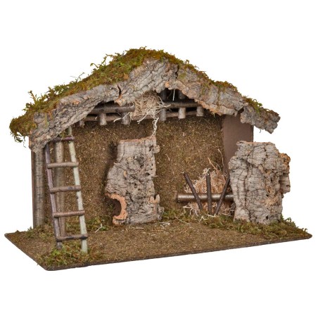 Capanna vuota corteccia e muschio con scala 79x36x50h per