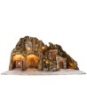 Illuminated nativity scene with oven and small waterfall 81x40x46h for