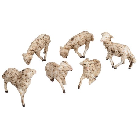 Set 6 pecore per statuine cm 10 per presepe Mondo Presepi