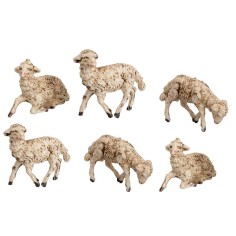 Set of 6 sheep for 10 cm figurines for nativity scene Mondo Presepi