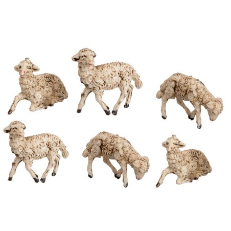 Set 6 pecore per statuine cm 10 per presepe Mondo Presepi