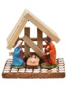 Natività con capanna legno chiaro cm 10x8x9,5 h