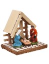 Natività con capanna legno chiaro cm 10x8x9,5 h