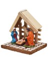 Natività con capanna legno chiaro cm 10x8x9,5 h