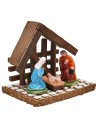 Natività con capanna legno scuro 10x8x9,5h per presepe Mondo
