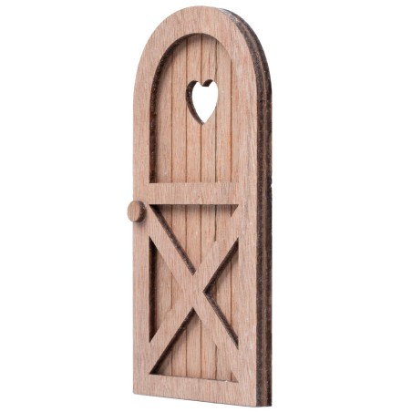 Wooden door with heart-shaped window 14x7cm for nativity scene