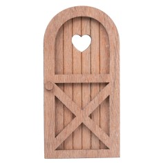 Wooden door with heart-shaped window 14x7cm for nativity scene