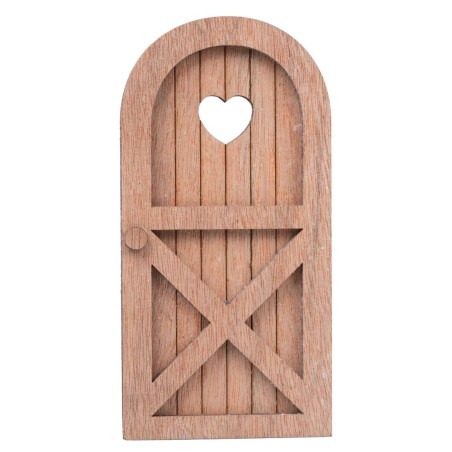 Porta legno con finestrella a forma di cuore 14x7cm per presepe
