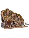 Illuminated nativity scene with working oven and waterfall 53x35x47h