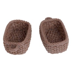 Set of 2 rectangular PVC baskets 2.5cm for Mondo nativity scene