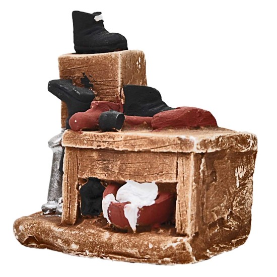Banchetto da calzolaio in gesso 7x3,5x6h per presepe Mondo
