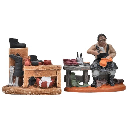 Banchetto da calzolaio in gesso 7x3,5x6h per presepe Mondo