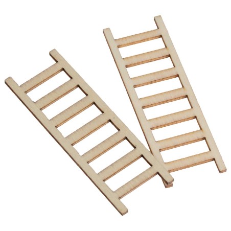 Conjunto de 2 pequeñas escaleras de madera de 6 cm de altura