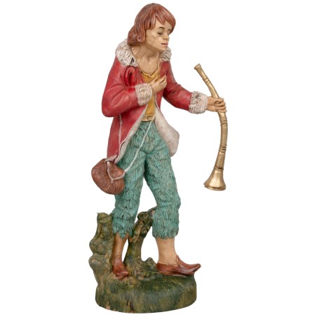 Pastore con strumento musicale 30cm in Pvc per presepe Mondo