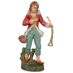 Pastore con strumento musicale 30cm in Pvc per presepe Mondo