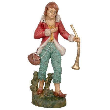 Pastore con strumento musicale 30cm in Pvc per presepe Mondo