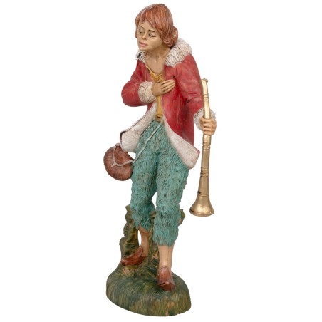 Pastore con strumento musicale 30cm in Pvc per presepe Mondo