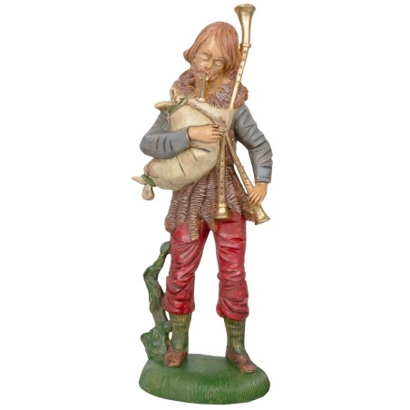 Zampognaro con strumento 30cm in Pvc per presepe Mondo Presepi