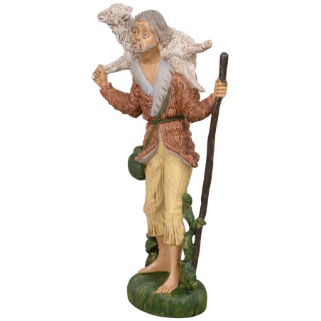 Pastore con pecora in spalle 30cm in Pvc per presepe Mondo