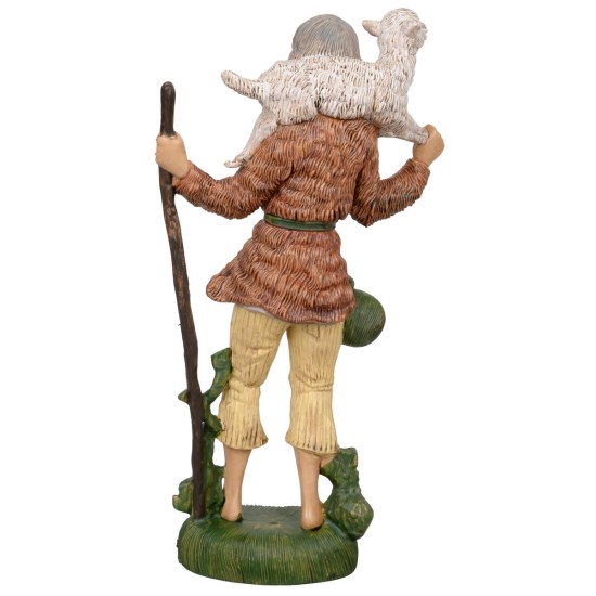 Pastore con pecora in spalle 30cm in Pvc per presepe Mondo