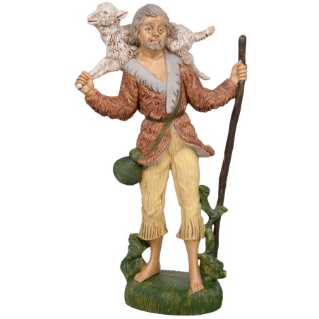 Pastore con pecora in spalle 30cm in Pvc per presepe Mondo