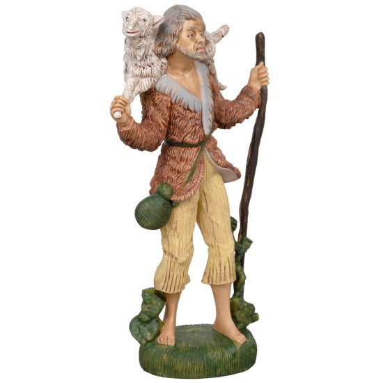 Pastore con pecora in spalle 30cm in Pvc per presepe Mondo